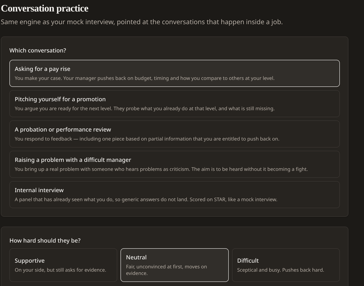 Conversation Practice scenario picker
