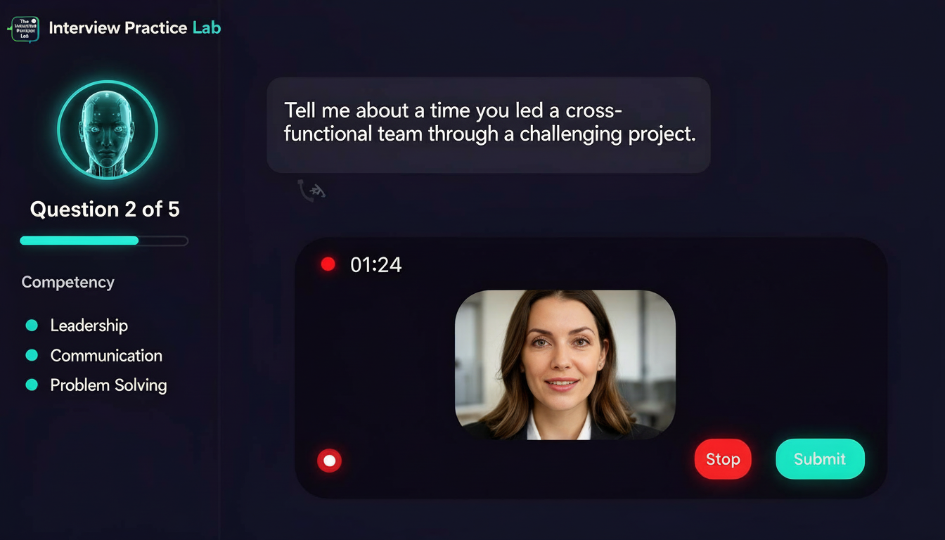 Interview Practice Lab asking a realistic interview question